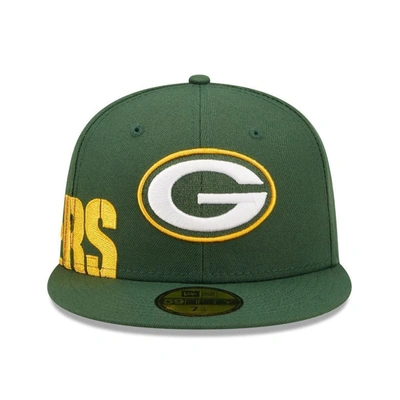 Shop New Era Green Green Bay Packers Side Split 59fifty Fitted Hat