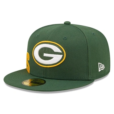 Shop New Era Green Green Bay Packers Side Split 59fifty Fitted Hat