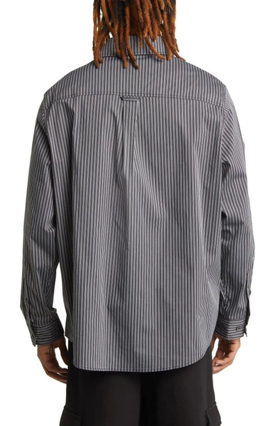 Shop Checks Big Pinstripe Button-up Shirt In Black/ White