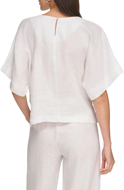 Dkny Womens Textured Hi Low Blouse In White