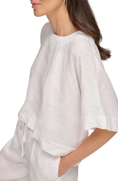 Dkny Womens Textured Hi Low Blouse In White