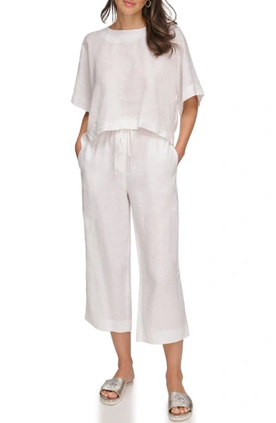 Dkny Womens Textured Hi Low Blouse In White