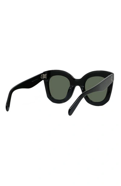 Shop Celine Special Fit 49mm Small Cat Eye Sunglasses In Black/ Green