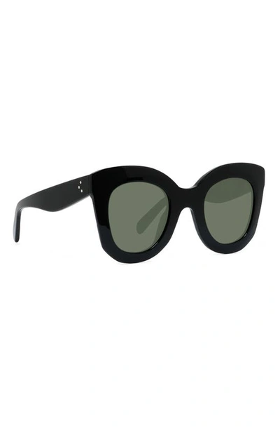 Shop Celine Special Fit 49mm Small Cat Eye Sunglasses In Black/ Green