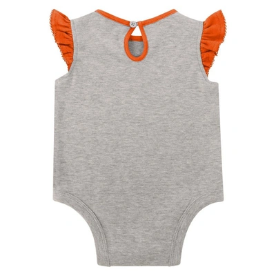 Shop Outerstuff Girls Infant Heather Gray/orange Denver Broncos All Dolled Up Three-piece Bodysuit, Skirt & Booties 