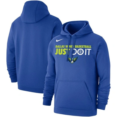 Shop Nike Unisex  Blue Dallas Wings Just Do It Club Pullover Hoodie