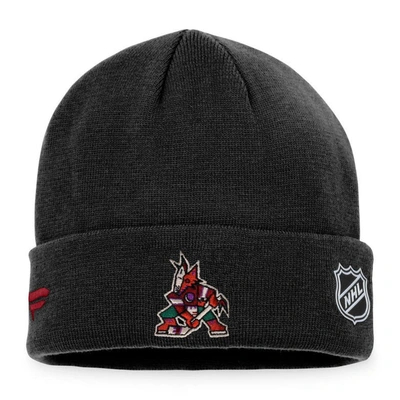 Shop Fanatics Branded Black Arizona Coyotes Authentic Pro Rink Cuffed Knit Hat