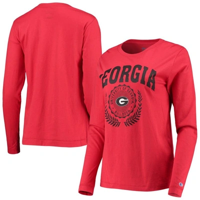 Shop Champion Red Georgia Bulldogs University Laurels Long Sleeve T-shirt