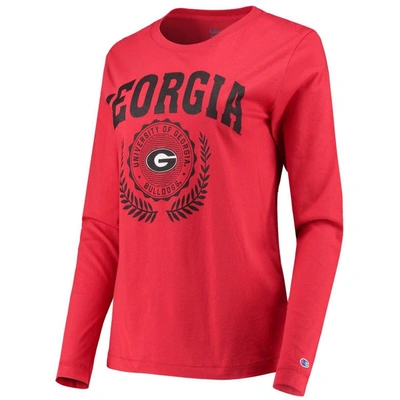 Shop Champion Red Georgia Bulldogs University Laurels Long Sleeve T-shirt