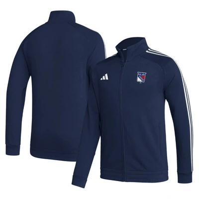 Shop Adidas Originals Adidas  Navy New York Rangers Raglan Full-zip Track Jacket