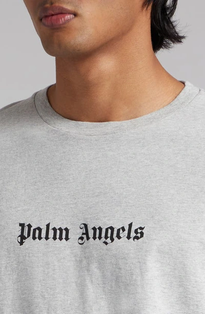 Shop Palm Angels Classic Logo Slim Fit Cotton Graphic T-shirt In Melange Grey Black