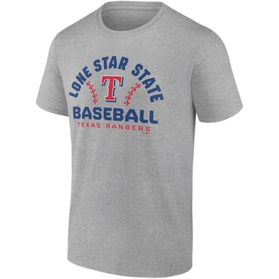 Shop Fanatics Branded Heathered Gray Texas Rangers Iconic Go For Two T-shirt In Heather Gray