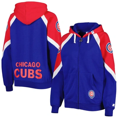 Shop Starter Royal/red Chicago Cubs Hail Mary Full-zip Hoodie