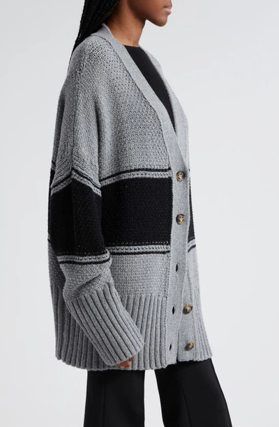 Shop Atm Anthony Thomas Melillo Oversize Colorblock Cardigan In Cloud Grey