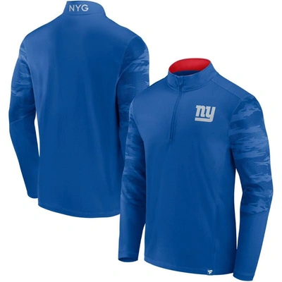 Shop Fanatics Branded Royal New York Giants Ringer Quarter-zip Jacket
