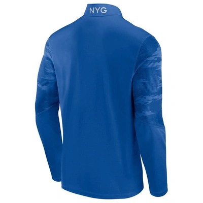 Shop Fanatics Branded Royal New York Giants Ringer Quarter-zip Jacket