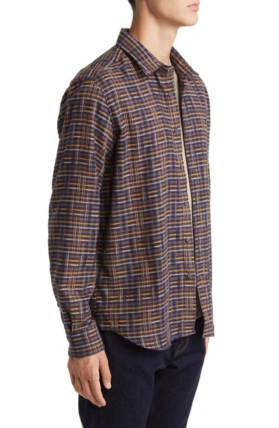 Shop Peregrine Farley Plaid Brushed Cotton Button-up Shirt In Harrow
