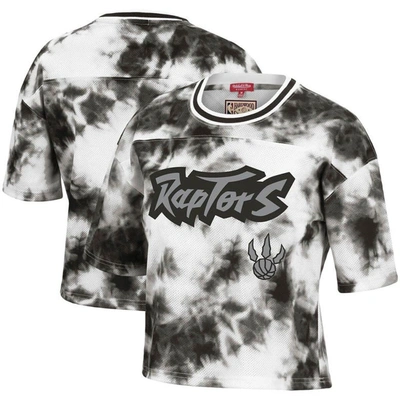 Shop Mitchell & Ness Black/white Toronto Raptors Hardwood Classics Tie-dye Cropped T-shirt