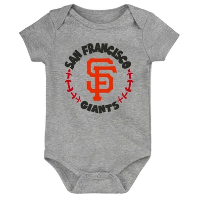 Shop Outerstuff Infant Orange/white/heather Gray San Francisco Giants Biggest Little Fan 3-pack Bodysuit Set