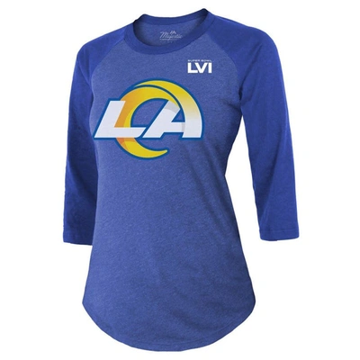 Majestic Threads Matthew Stafford Royal Los Angeles Rams Super Bowl Lvi Name & Number Raglan 3/4 Sle In Royal