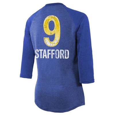 Majestic Threads Matthew Stafford Royal Los Angeles Rams Super Bowl Lvi Name & Number Raglan 3/4 Sle In Royal