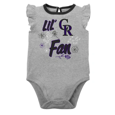 Shop Outerstuff Girls Newborn & Infant Black/heather Gray Colorado Rockies Little Fan Two-pack Bodysuit Set