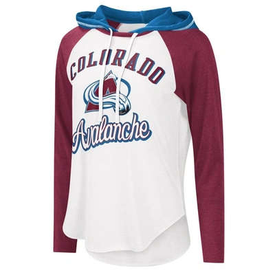 Shop Starter G-iii Sports By Carl Banks White/burgundy Colorado Avalanche Mvp Raglan Lightweight Hooded T-shirt