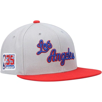 Shop Mitchell & Ness Gray Los Angeles Lakers Hardwood Classics 35th Anniversary Snapback Hat