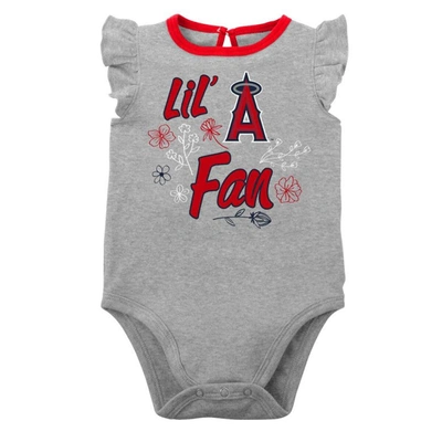 Shop Outerstuff Infant Red/heather Gray Los Angeles Angels Little Fan Two-pack Bodysuit Set