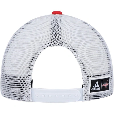 Shop Adidas Originals Adidas Red/white Washington Capitals Team Plate Trucker Snapback Hat