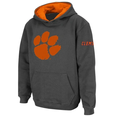 Shop Stadium Athletic Youth  Charcoal Clemson Tigers Big Logo Pullover Hoodie