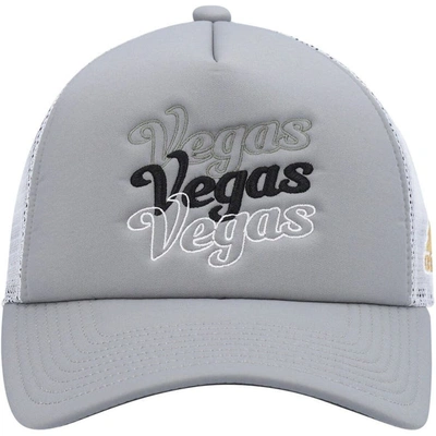 Shop Adidas Originals Adidas Gray/white Vegas Golden Knights Foam Trucker Snapback Hat
