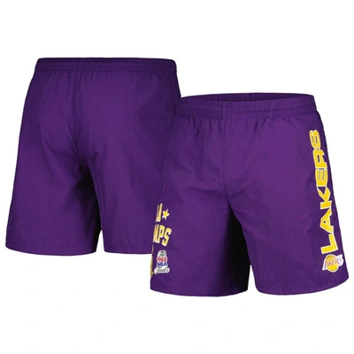 Shop Mitchell & Ness Purple Los Angeles Lakers 1988 Finals Champions Heritage Shorts
