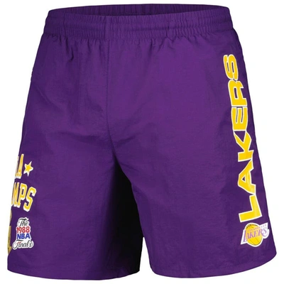 Shop Mitchell & Ness Purple Los Angeles Lakers 1988 Finals Champions Heritage Shorts