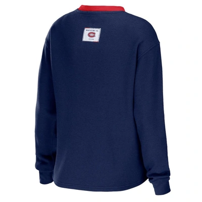 Shop Wear By Erin Andrews Navy Montreal Canadiens Waffle Henley Long Sleeve T-shirt