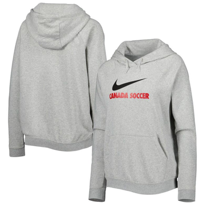 Shop Nike Heather Gray Canada Soccer Lockup Varsity Fleece Raglan Pullover Hoodie