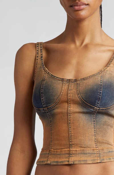 Shop Knwls Denim Bustier Tank In Trainwreck