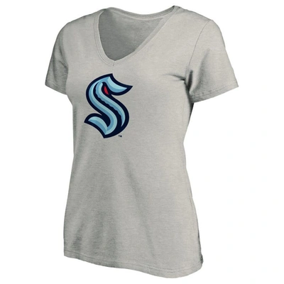 Shop Fanatics Branded Heather Gray Seattle Kraken Plus Size Primary Logo V-neck T-shirt