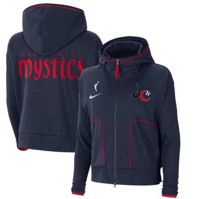 Shop Nike Navy Washington Mystics Full-zip Knit Jacket