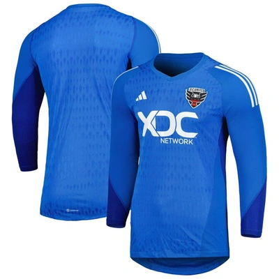 Shop Adidas Originals Adidas Blue D.c. United 2023 Goalkeeper Long Sleeve Replica Jersey