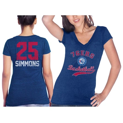 Shop Majestic Threads Ben Simmons Royal Philadelphia 76ers Name & Number Tri-blend V-neck T-shirt