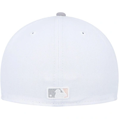 Shop New Era White/gray Toronto Blue Jays 40th Anniversary Side Patch Peach Undervisor 59fifty Fitted Hat