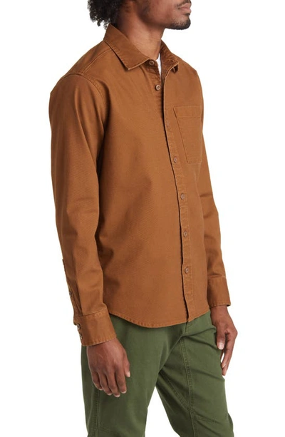 Shop Topo Designs Dirt Shirt Solid Stretch Organic Cotton Button-up Shirt In Earth