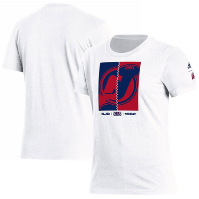 Shop Adidas Originals Adidas White New Jersey Devils Reverse Retro 2.0 Playmaker T-shirt