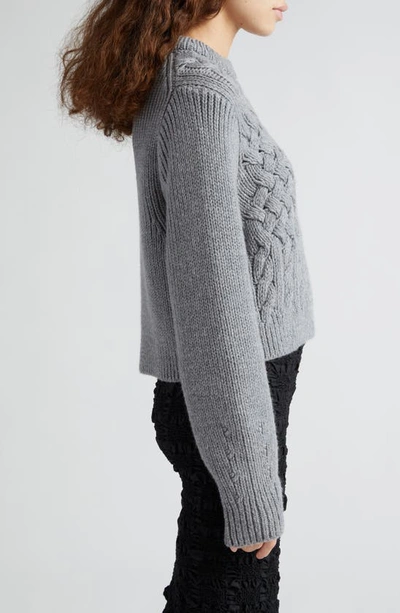 Shop Cecilie Bahnsen Jolene Oversize Merino Wool Fisherman Sweater In Grey