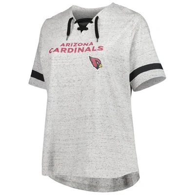 Shop Profile Heather Gray Arizona Cardinals Plus Size Lace-up V-neck T-shirt