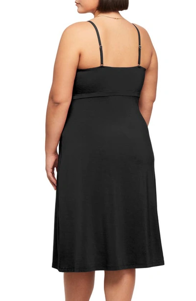 Montelle Intimates Modal Blend Midi Long Chemise In Black