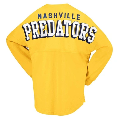 Shop Fanatics Branded Gold Nashville Predators Spirit Lace-up V-neck Long Sleeve Jersey T-shirt