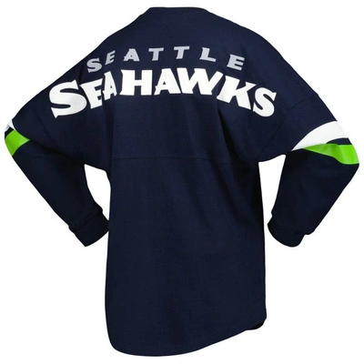 Shop Fanatics Branded College Navy Seattle Seahawks Spirit Jersey Lace-up V-neck Long Sleeve T-shirt