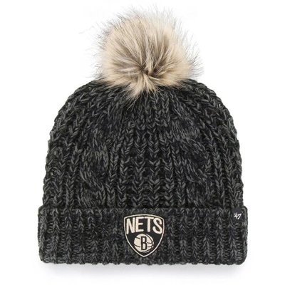 Shop 47 ' Black Brooklyn Nets Meeko Cuffed Knit Hat With Pom